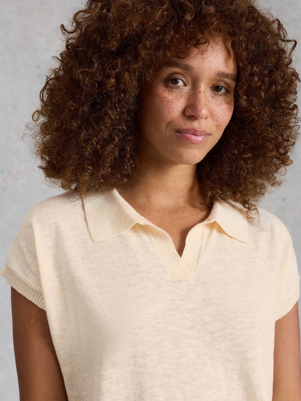 GINNI LINEN POLO TEE