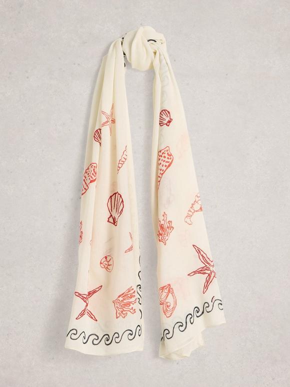 Embroidered Shell Scarf