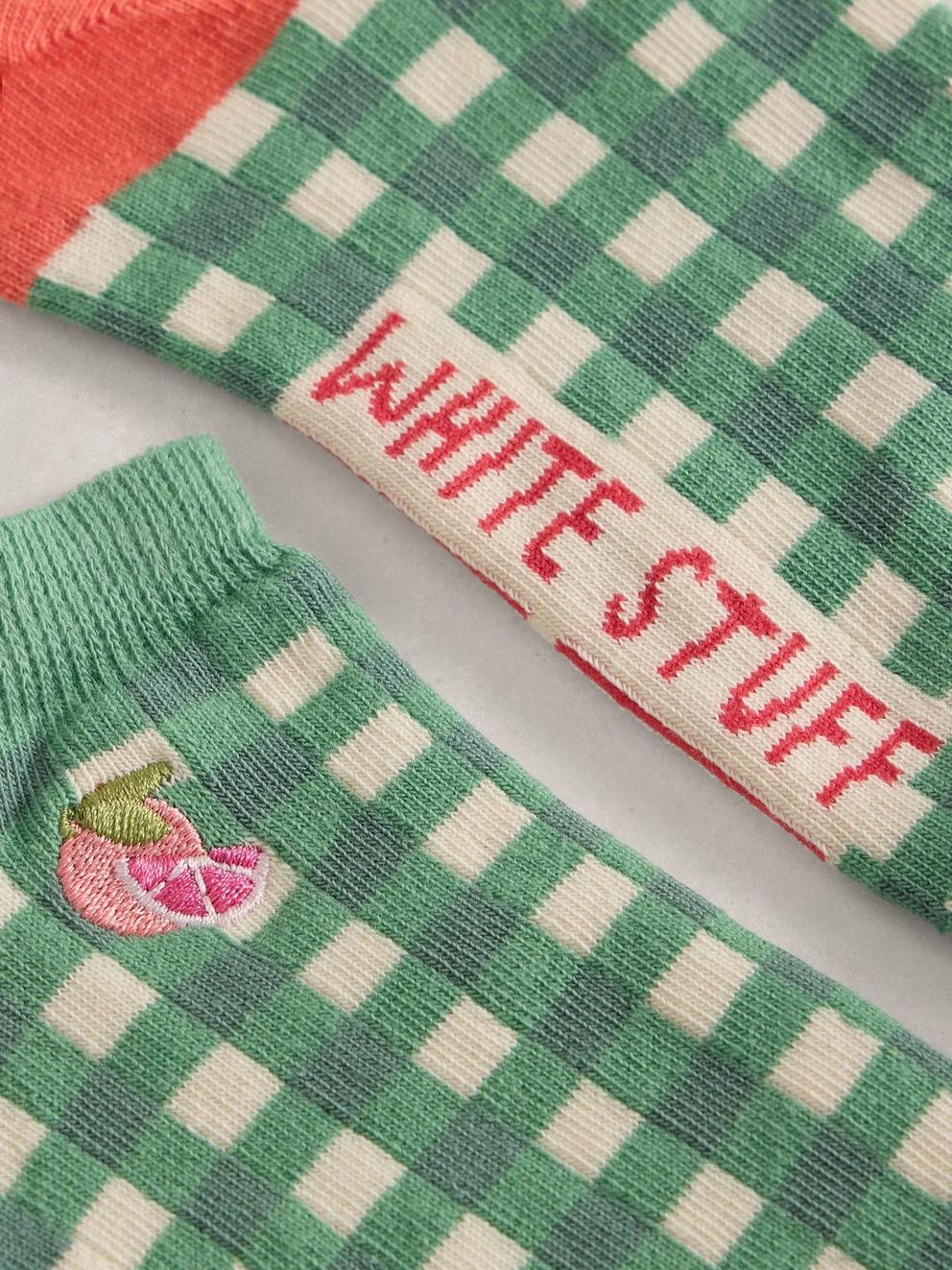 Gingham Fruit Trainer Sock