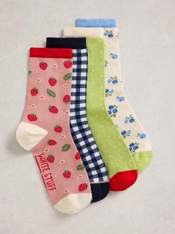 4PK Summer Fruit Ankle Socks