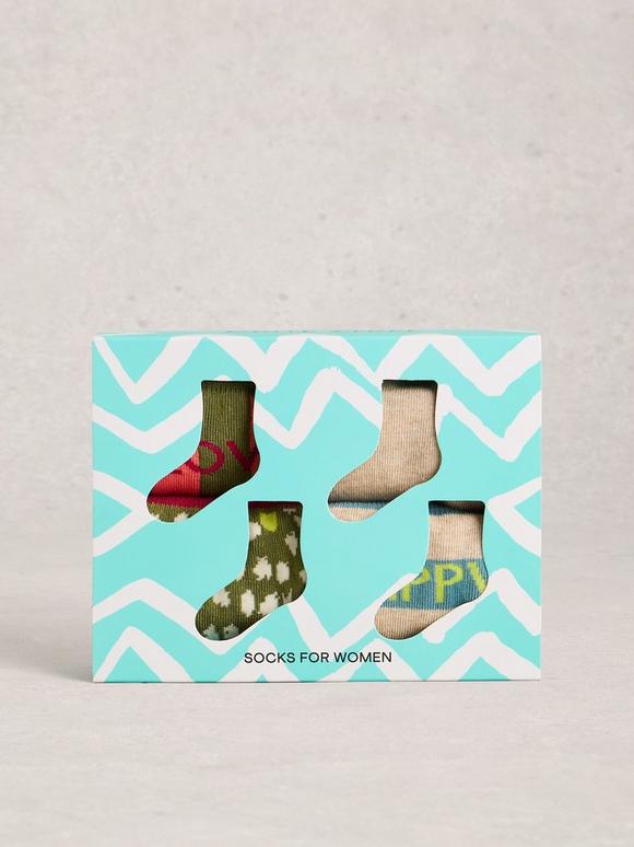 4PK Pop Block Ankle Socks