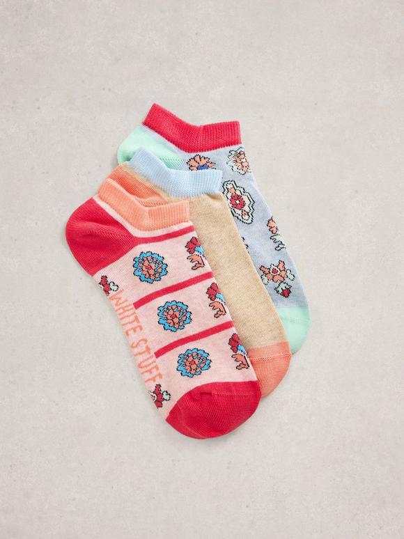 3PK Tile Print Trainer Socks