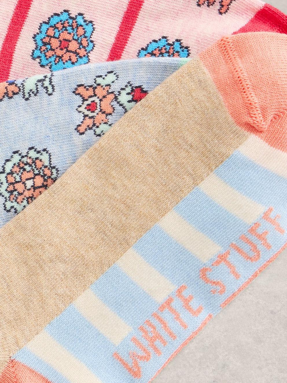 3PK Tile Print Trainer Socks