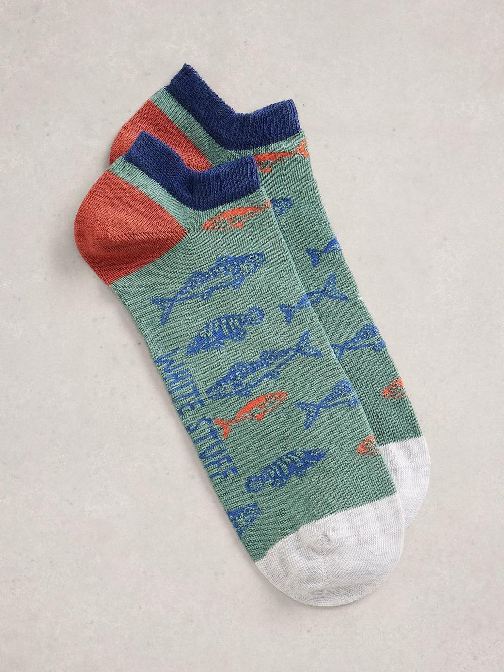 Fish Print Trainer Sock