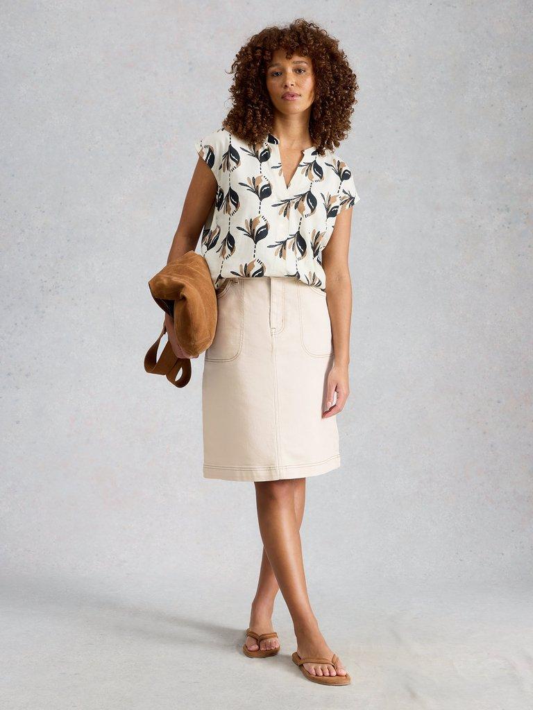 Melody Organic Cord Skirt in KHAKI GREEN | White Stuff