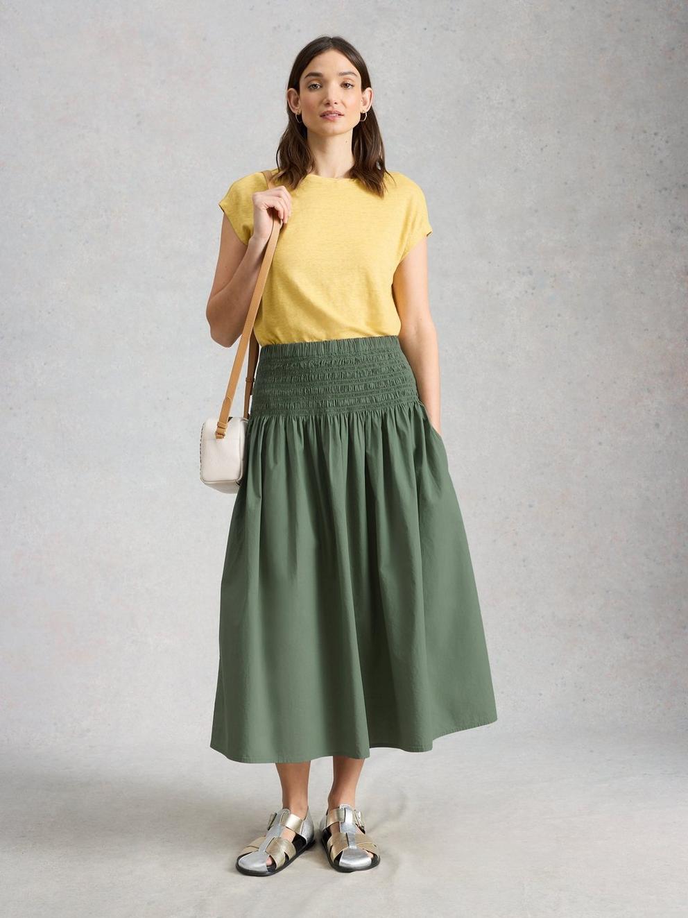 Suri Shirred Midi Skirt