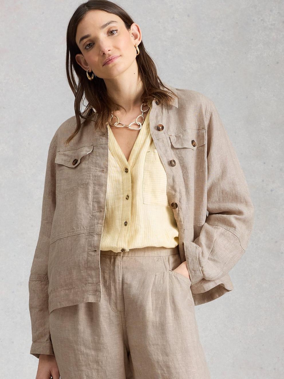 Camille Linen Collared Jacket