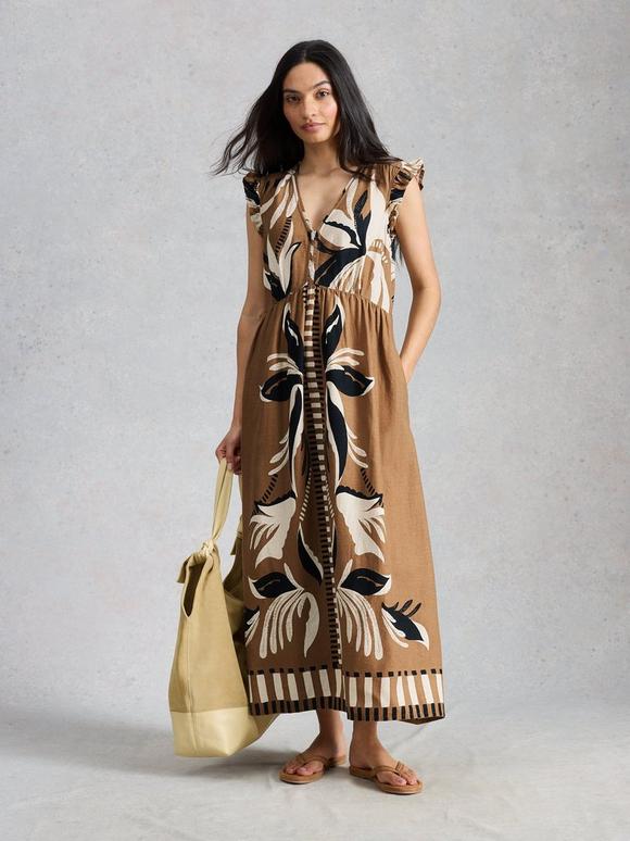 Lorna Print Linen Blend Maxi Dress