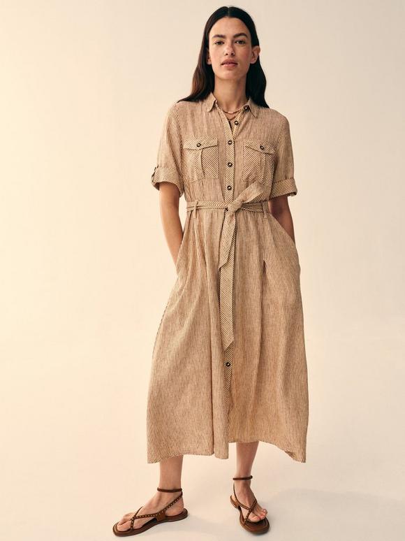 Tiff Linen Blend Shirt Dress