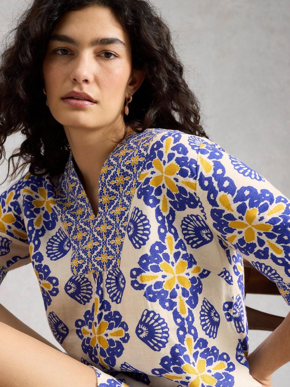 Ash Linen Printed Dress