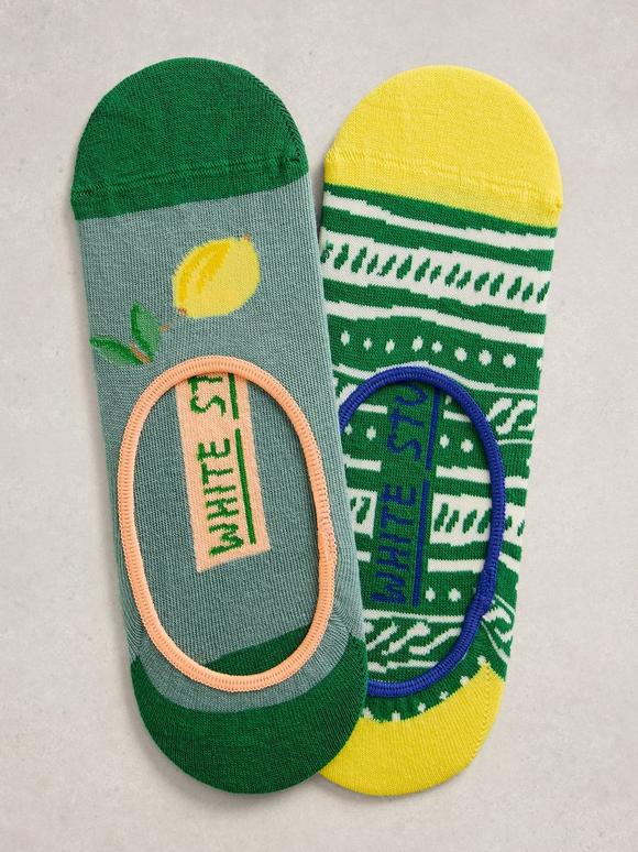 2PK Lemon No Show Socks