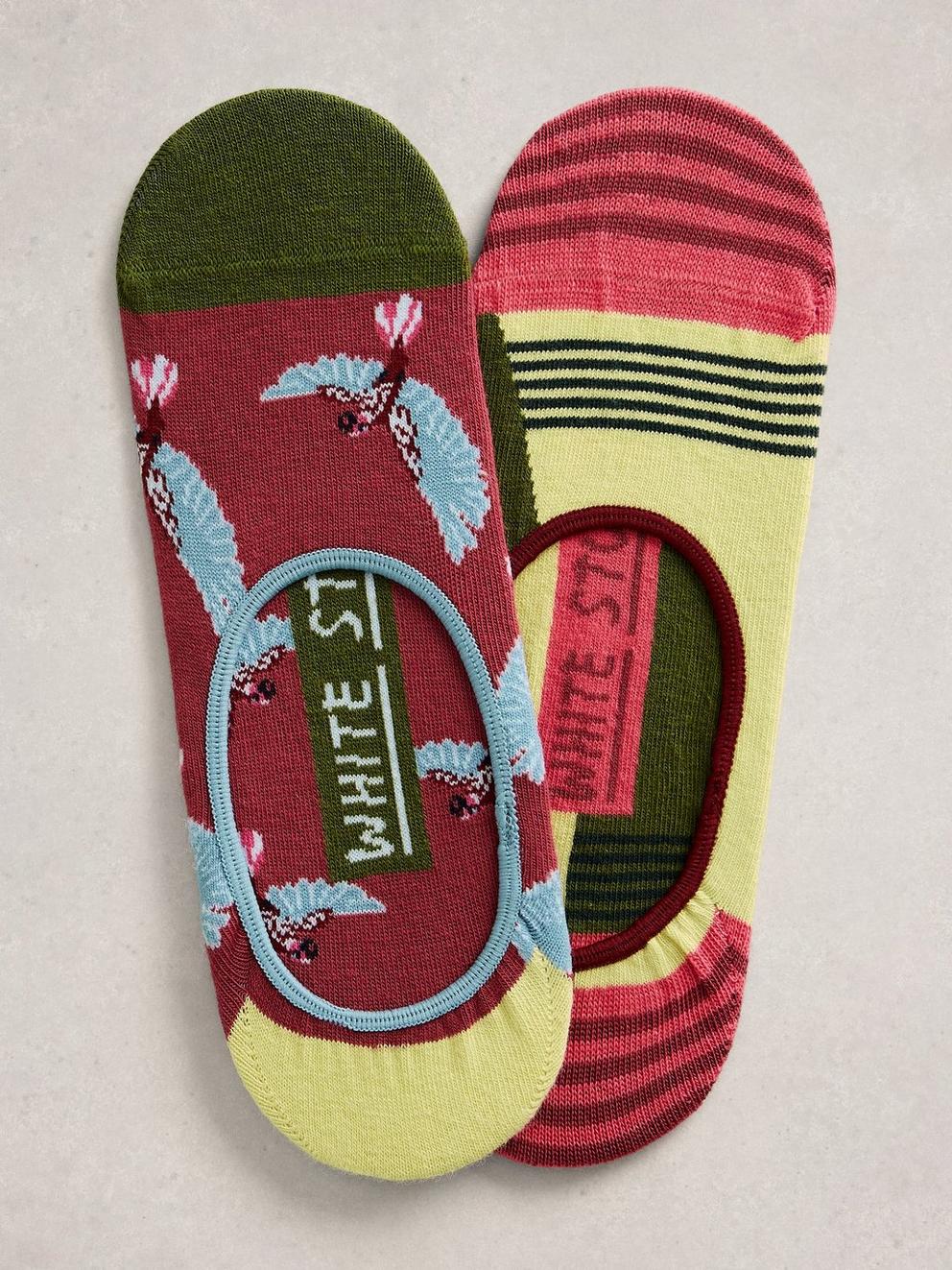 2PK Parrot No Show Socks