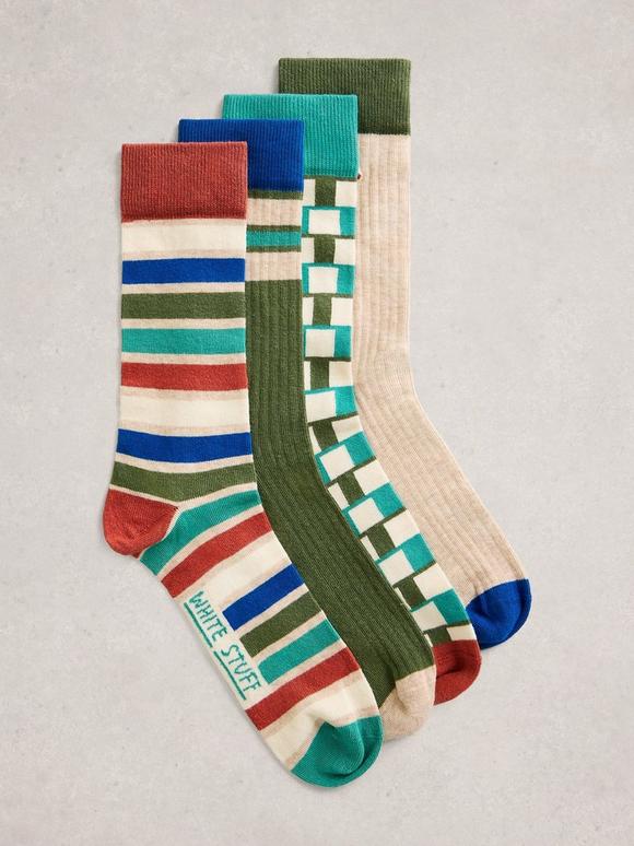 4PK Patterned Ankle Socks