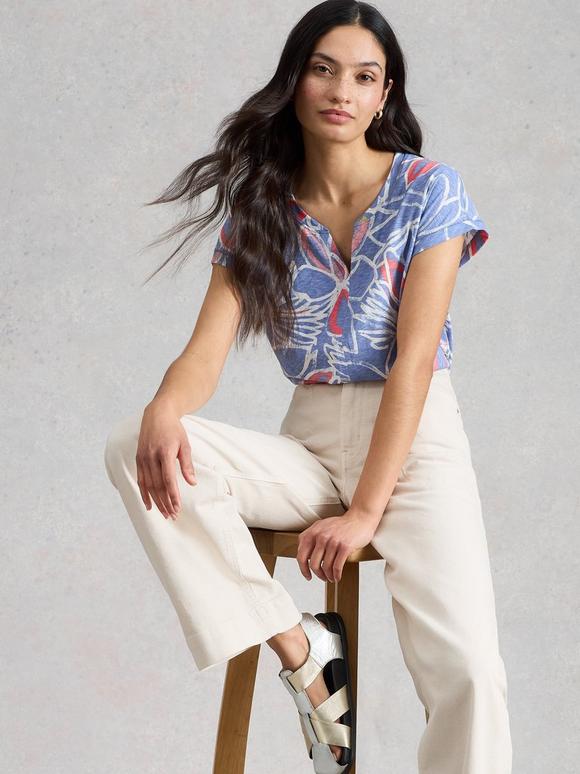 NELLY COTTON NOTCH NECK T-SHIRT