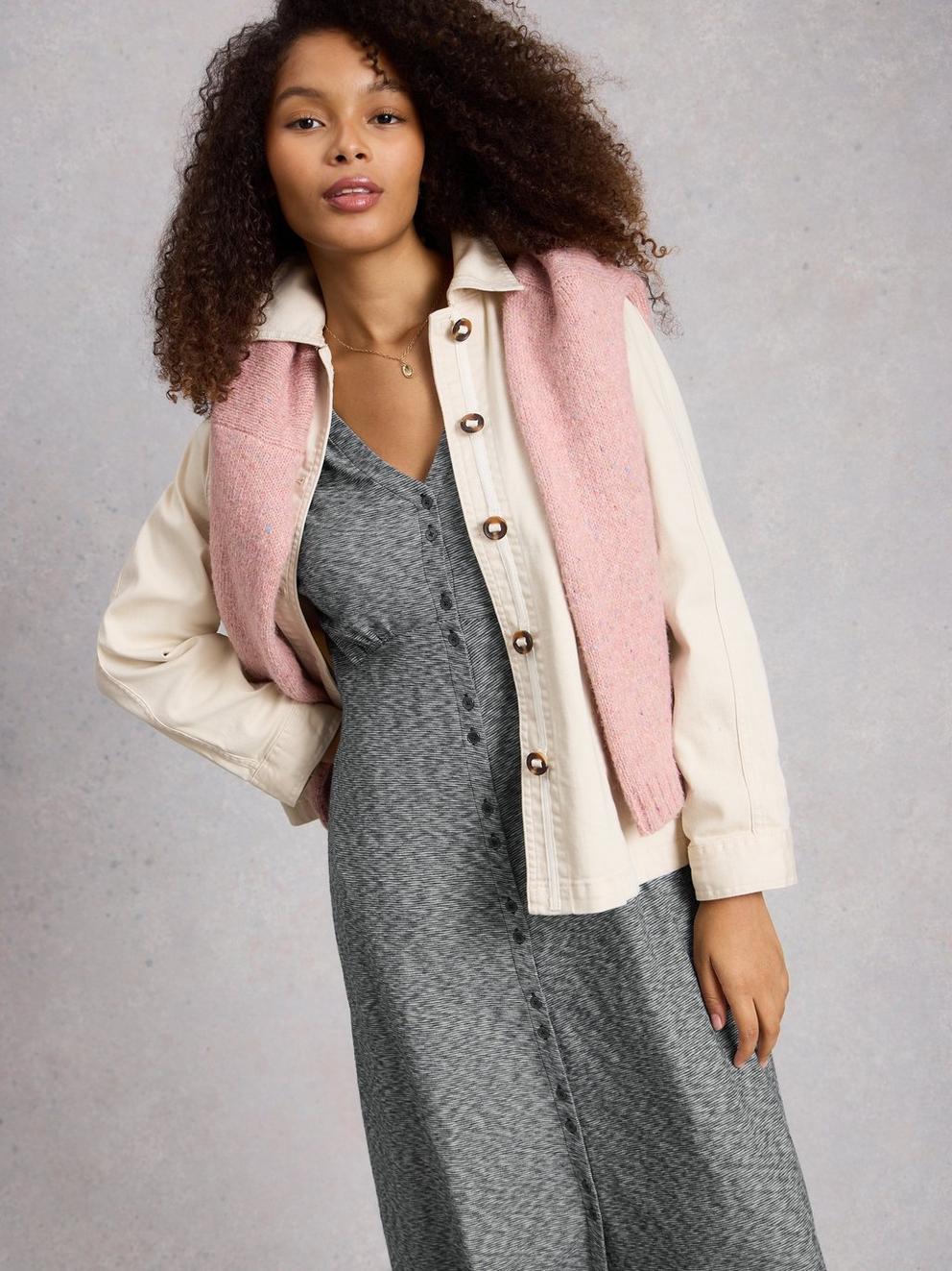 Megan Button Jersey Dress