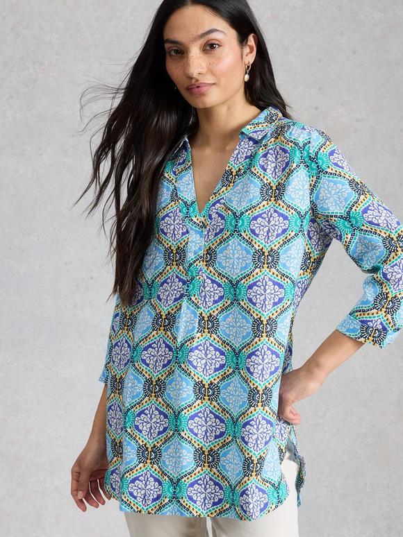 Bianca Linen Printed Tunic