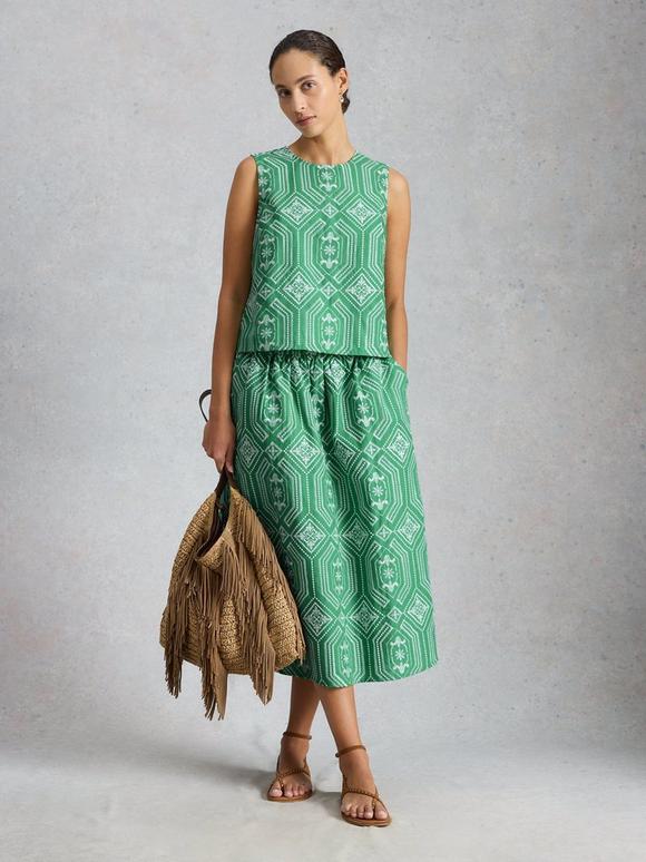 Hallie Embroidered Midi Skirt