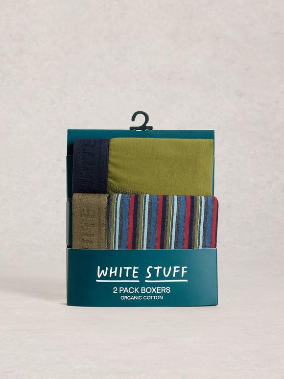 Hove 2pk Boxers Striped Plain