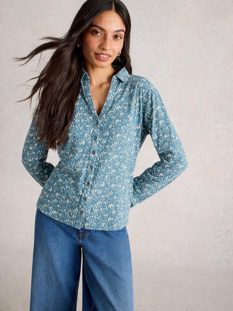 WOMENS ANNIE JERSEY COLLARED SHIRT