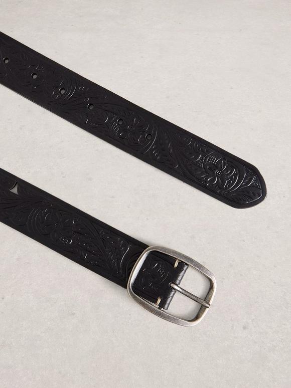 Punch Out Floral Buckle Belt