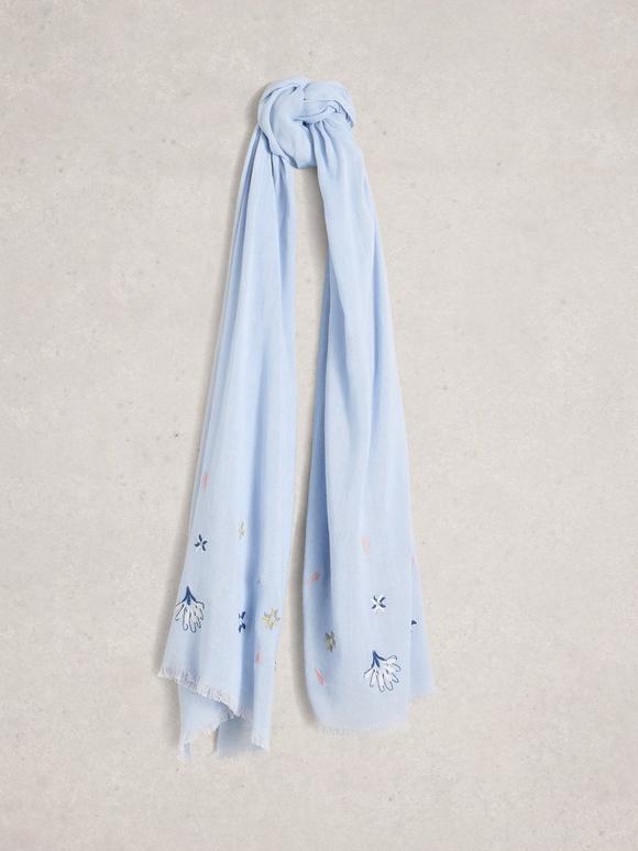 Embroidered Print Scarf