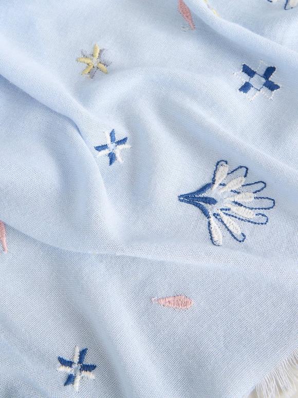 Embroidered Print Scarf