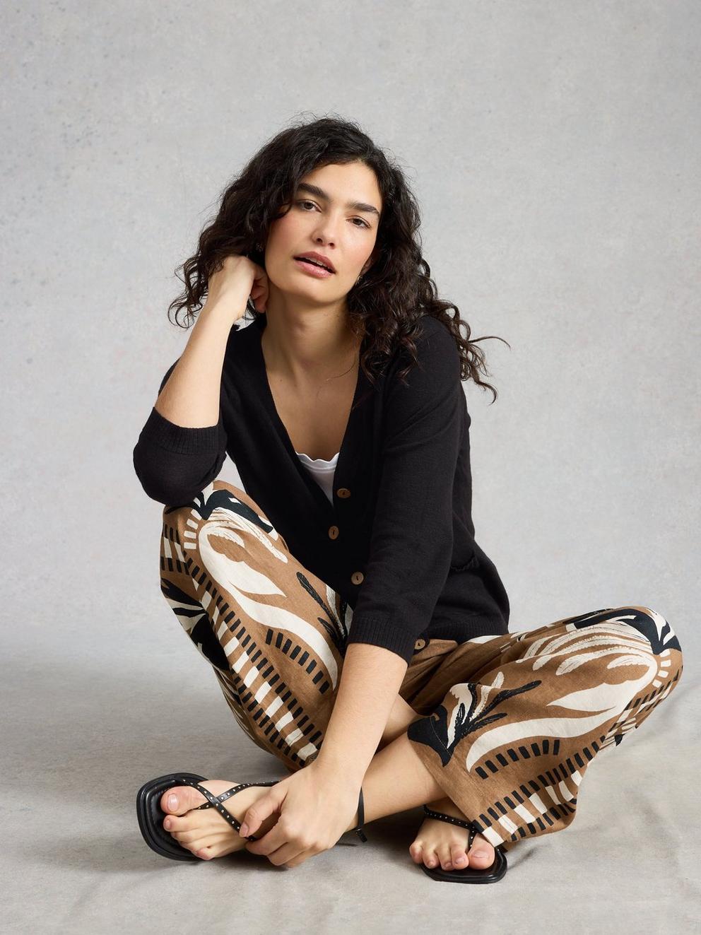 NOVA V NECK LINEN BLEND CARDI