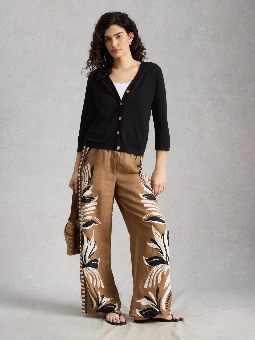 NOVA V NECK LINEN BLEND CARDI