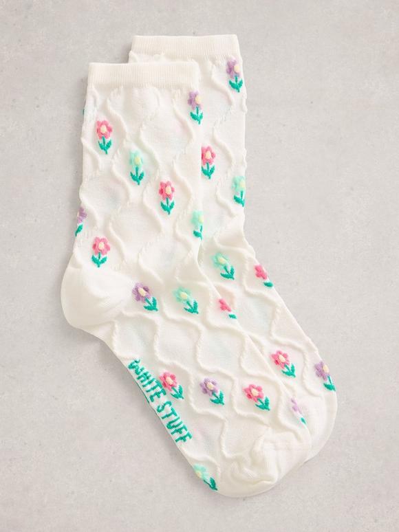 Textured Flower Ankle Sock