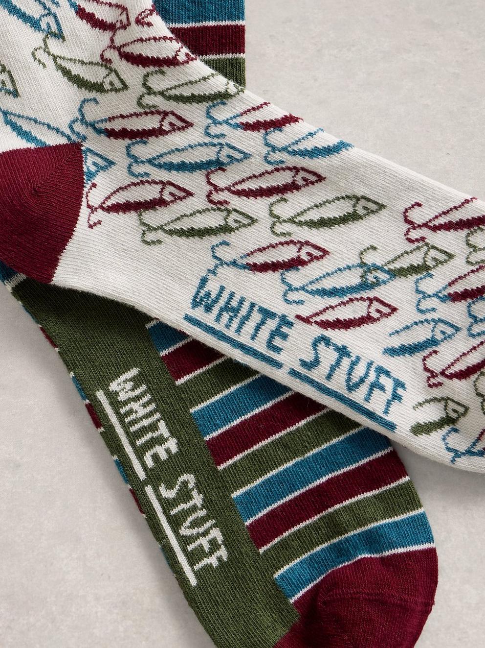 2 Pack Fish Print Ankle Socks