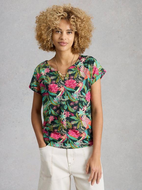 NELLY PRINT NOTCH NECK TEE