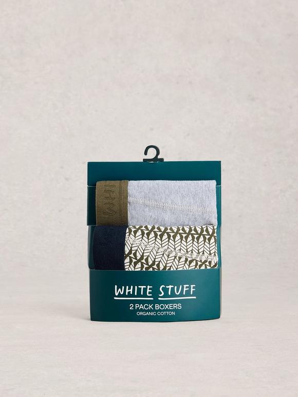 Hove 2 Pack Boxers Print Plain