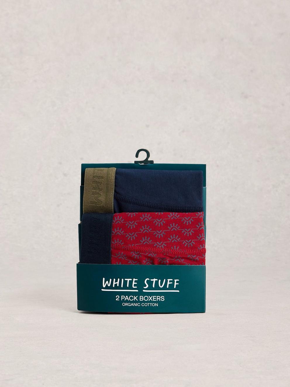 Hove 2 Pack Boxers Print Plain