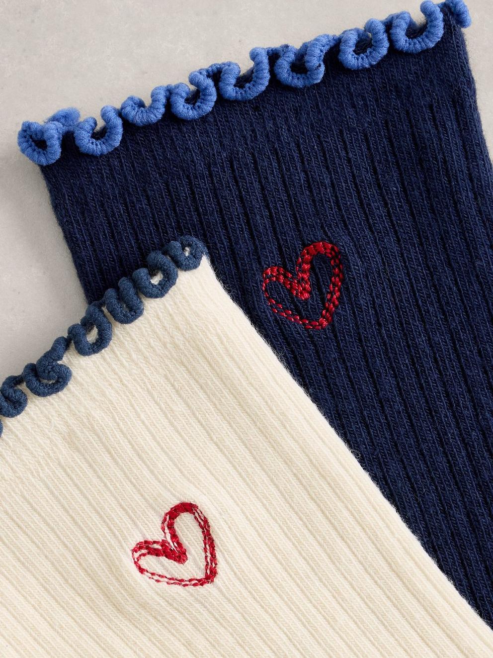 2PK Embroidered Ankle Socks