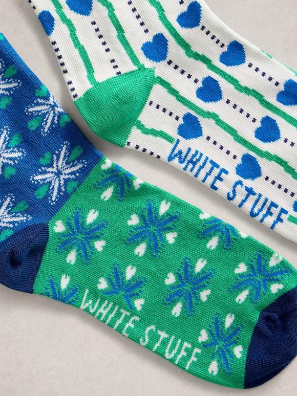 2PK Heart Print Ankle Socks