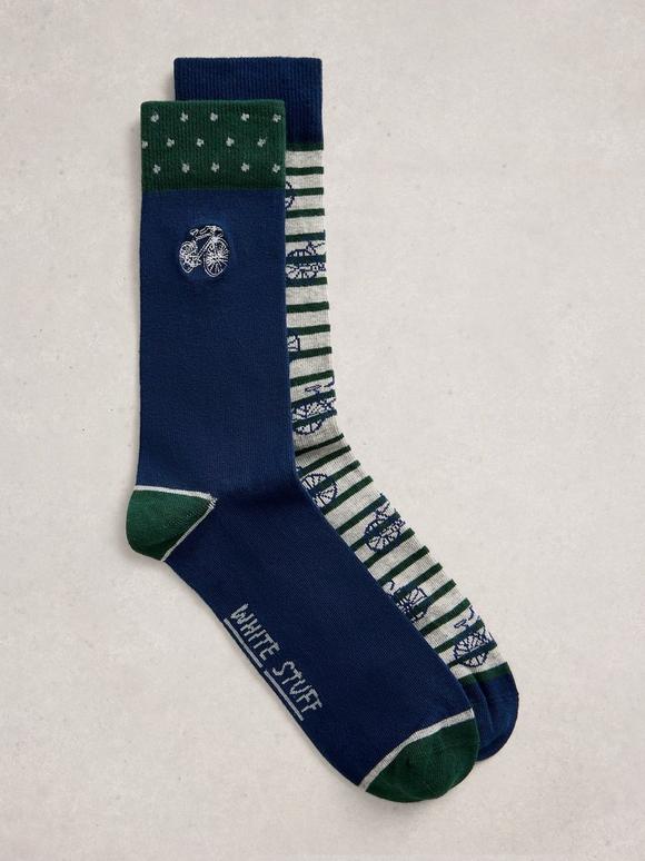 2PK Bike Stripe Ankle Socks