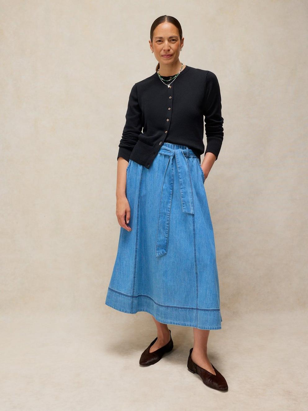 KRYSTIN DENIM MIDI SKIRT