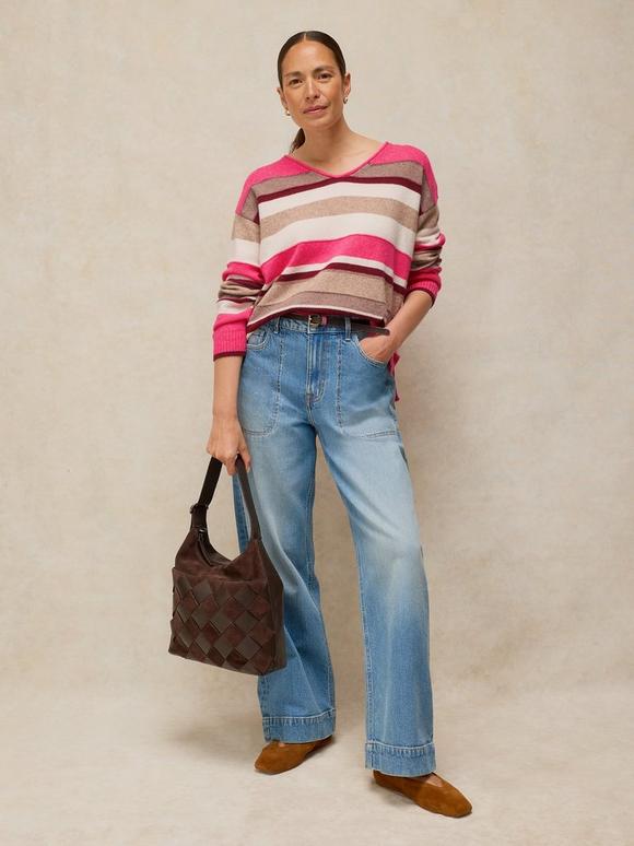 SANSA V NECK STRIPE JUMPER
