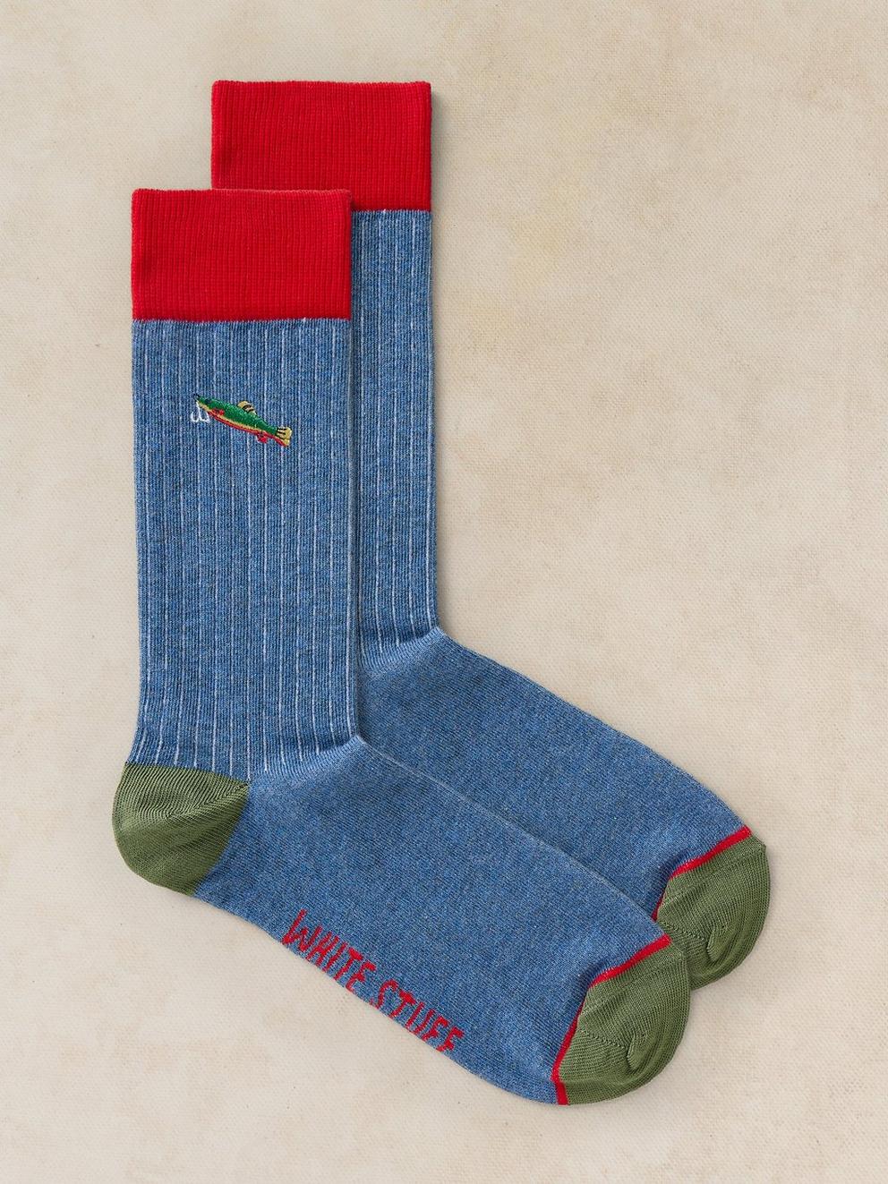FISH EMBROIDERY ANKLE SOCK