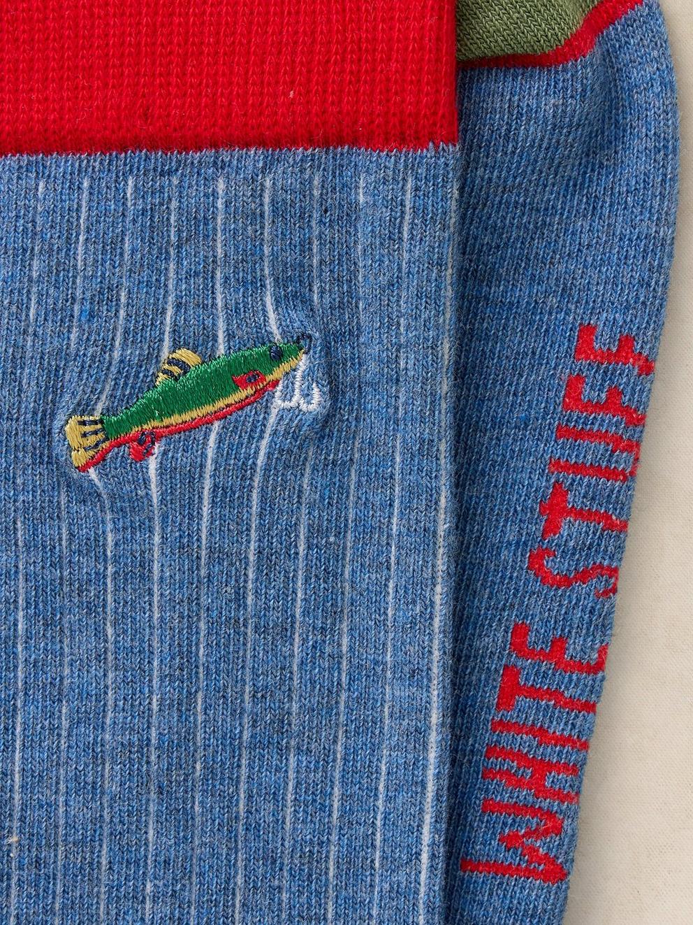 FISH EMBROIDERY ANKLE SOCK