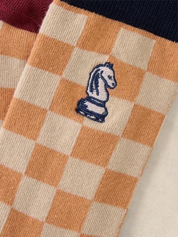 CHECKERBOARD EMBRODIERY SOCK