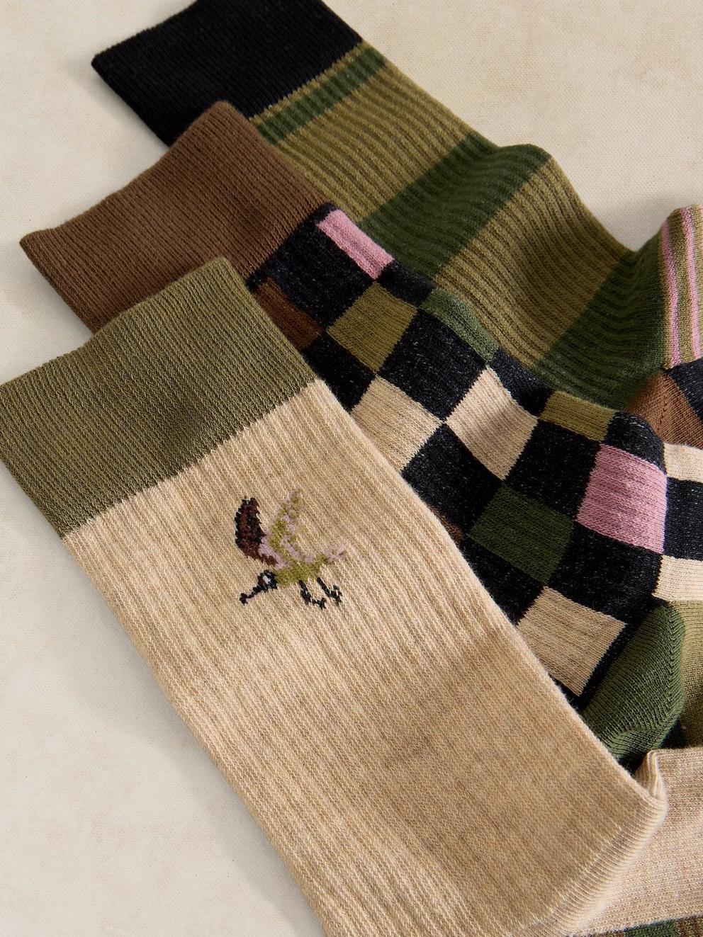 3PK BIRD RIB ANKLE SOCKS