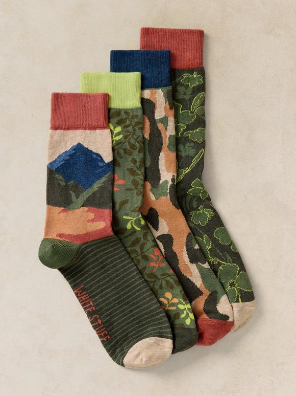 4PK FLORAL GEO ANKLE SOCKS