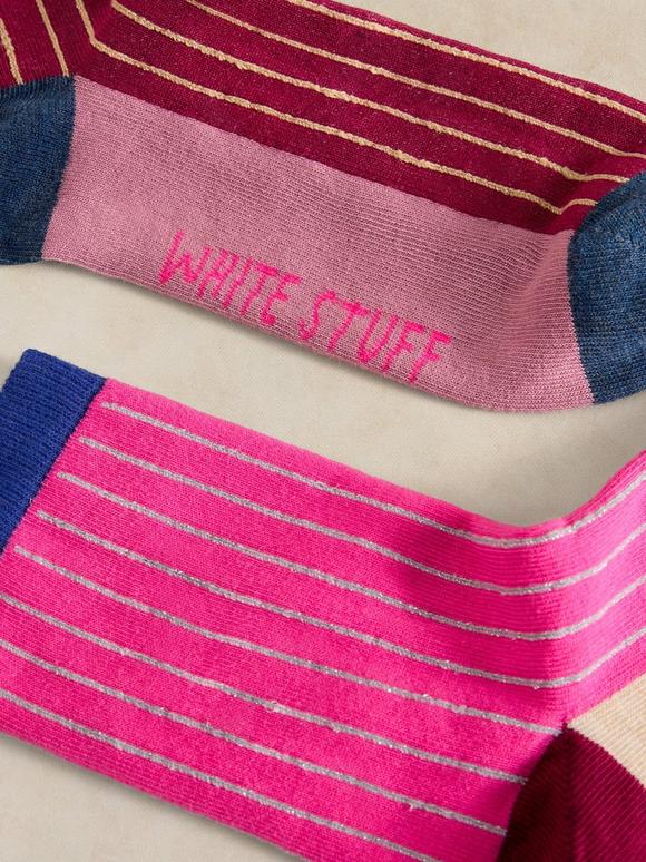 2PK COLOURBLOCK RIB ANKLE SOCK