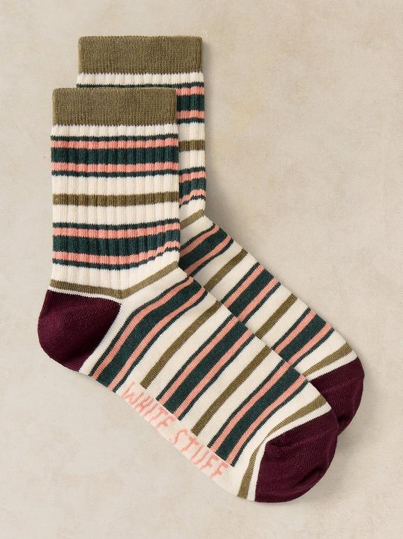 WIDE STRIPE RIB ANKLE SOCK