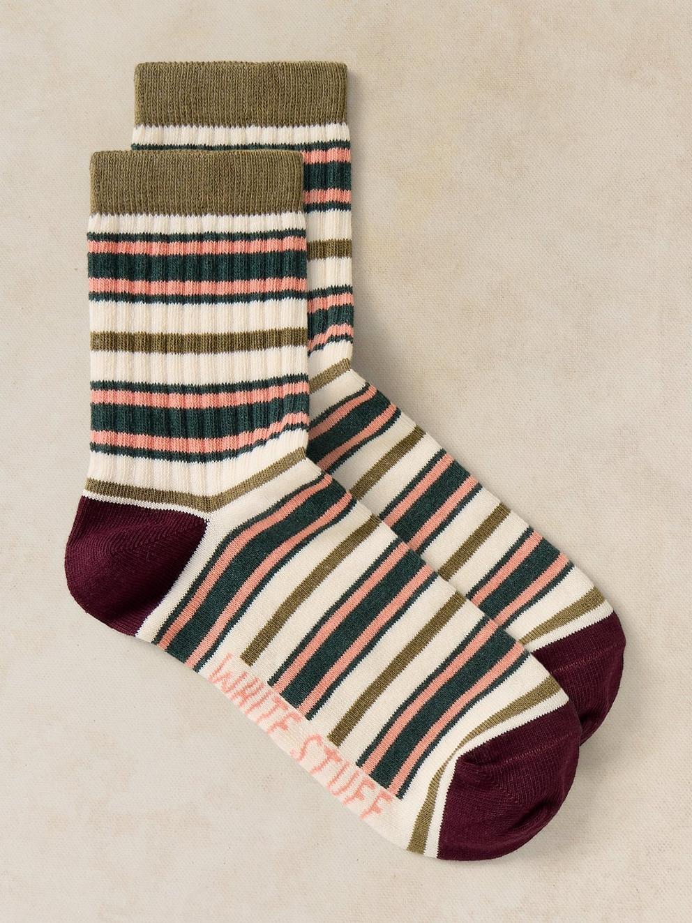WIDE STRIPE RIB ANKLE SOCK