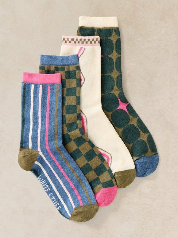 4PK GEO PRINT ANKLE SOCKS