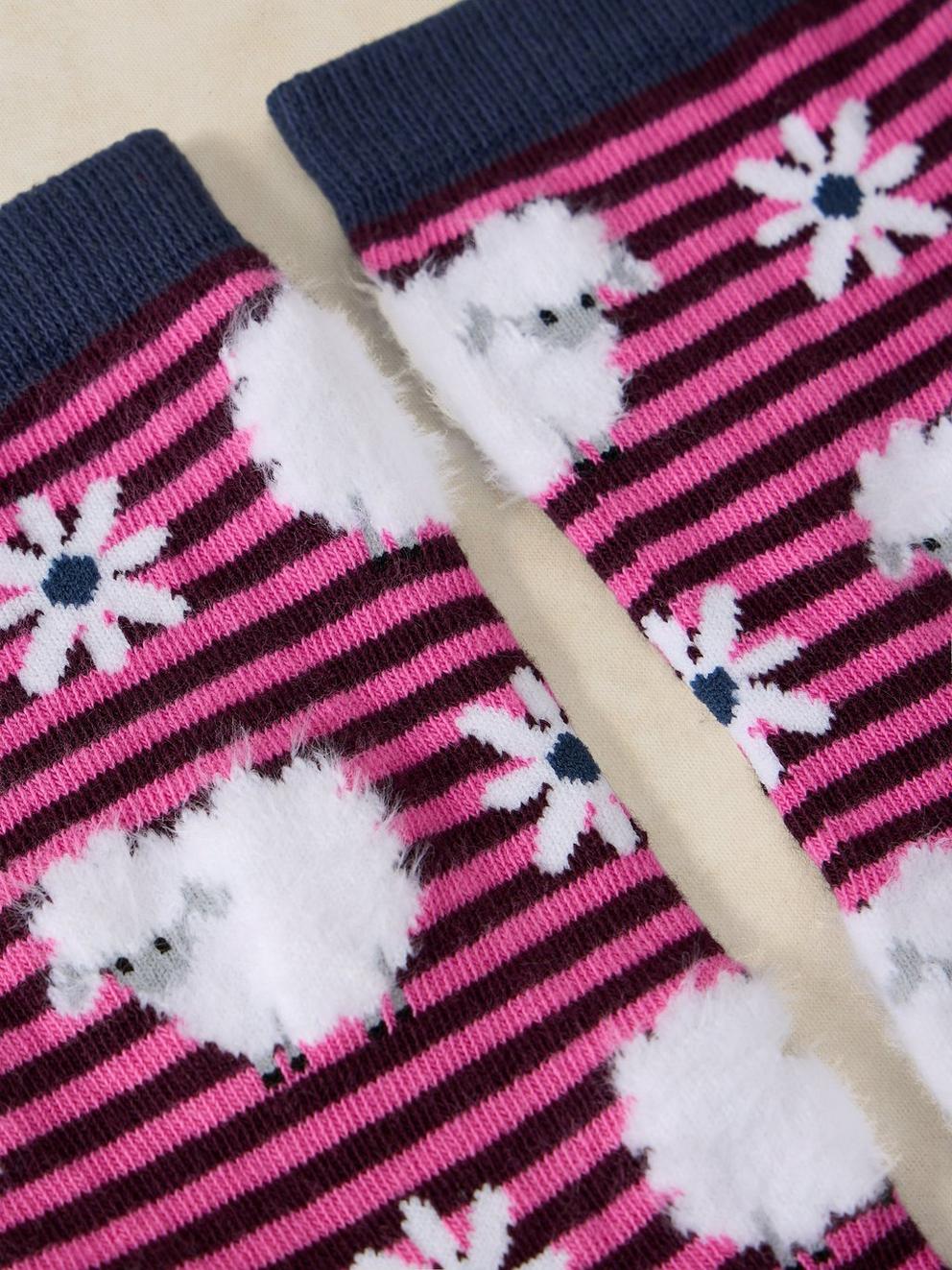 FLUFFY STRIPE SHEEP ANKLE SOCK
