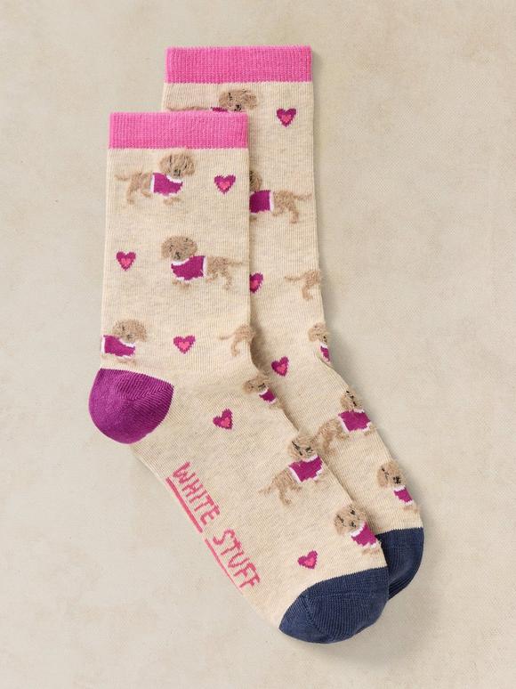 FLUFFY SAUSAGE DOG ANKLE SOCK