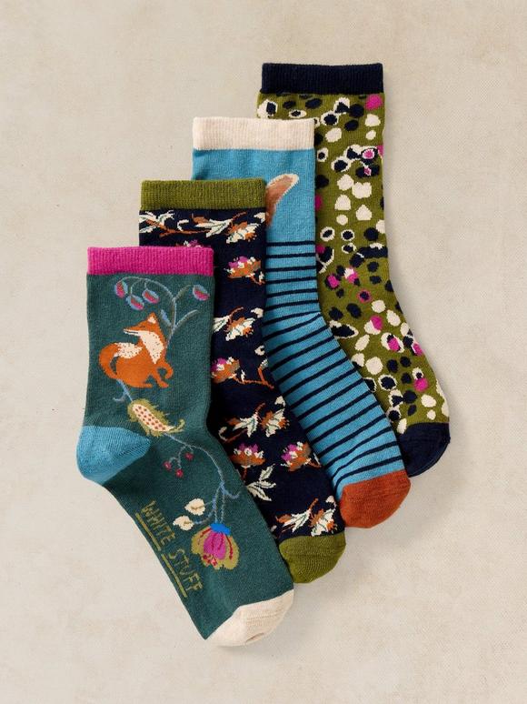 4PK GARDEN ANIMAL SOCKS